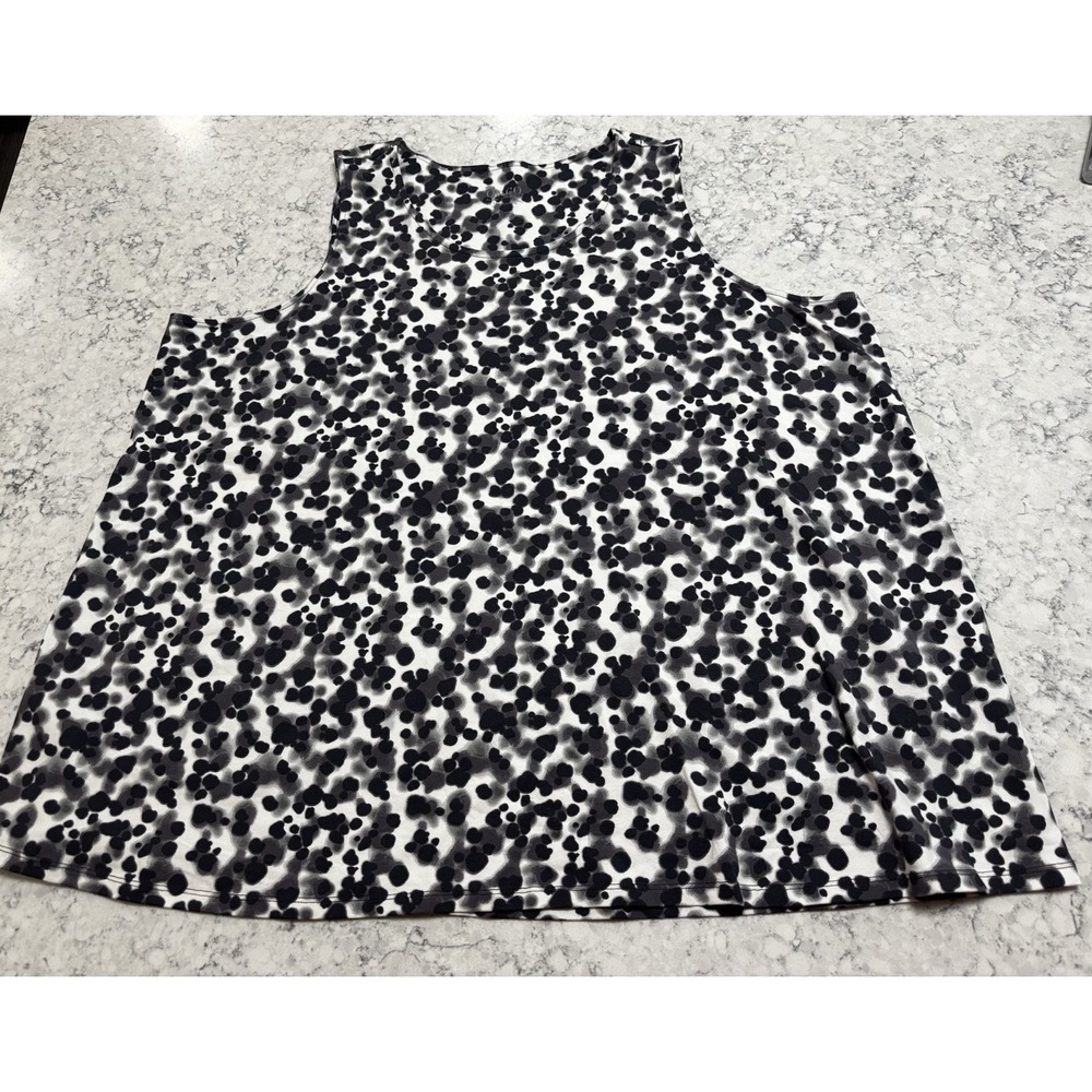 d&co Denim & Company Women's 3X Black White Abstract Dot Knit Tunic Top Plus